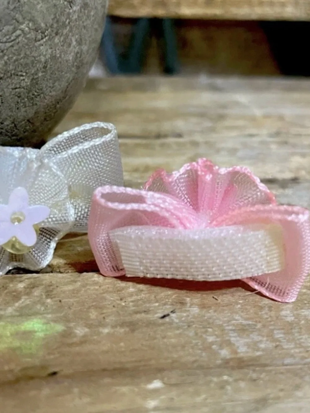 Set Of 3 Handcrafted Floral Ruffle Theme Dog Bows NEW